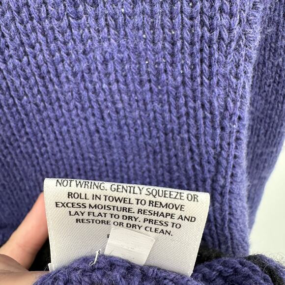 EILEEN FISHER Yak Wool Blend Turtleneck Purple Black Crop Sweater // XS - Picture 6 of 7